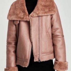 SOLD - Faux Shearling Motorcycle Jacket - ZARA